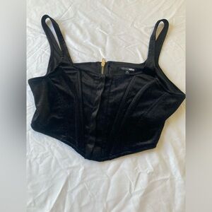 🔴 4/$12 Fashion Nova Black Velvet Vintage Style Corset Crop Top Size X-l…